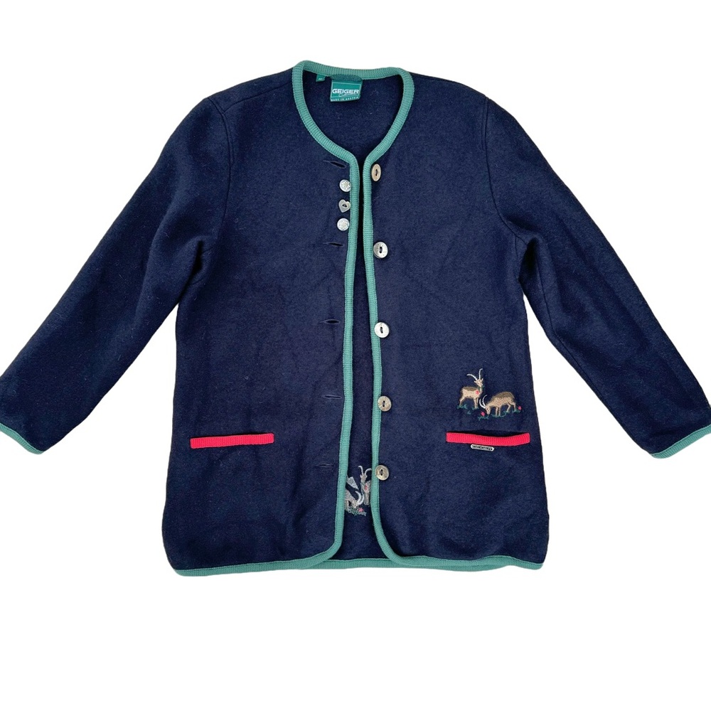 Geiger Austria Wiesn Oktoberfest Jacket Alpine Boiled Wool Cardigan Sweater Coat